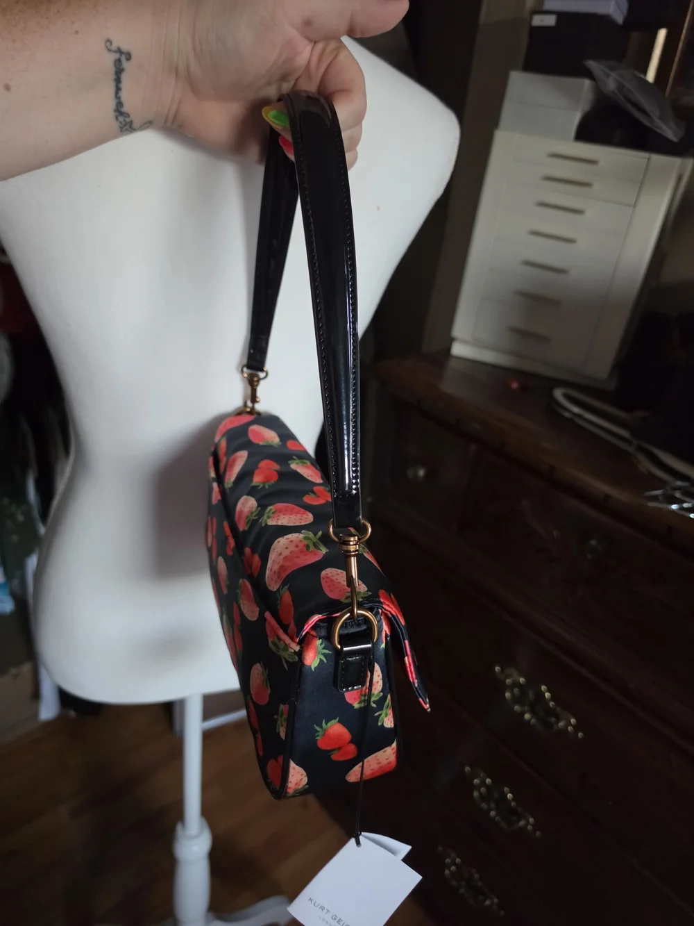 Kurt Geiger London Navy Strawberry Print Crossbody Bag To Handbag